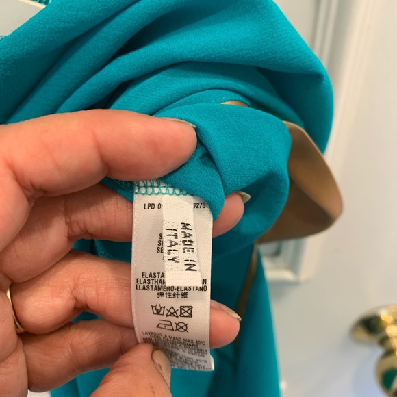 La Perla Teal and Tan Lace midi Slip Dress - Picture 8 of 8